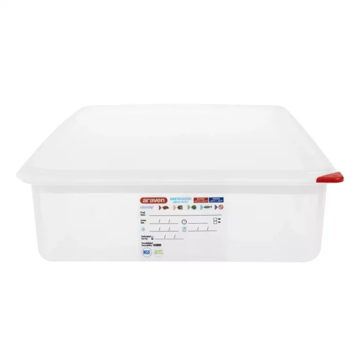 Araven Polypropylene 1/1 Gastronorm Food Containers 13.7Ltr with Lid (Pack of 4) - Image 2