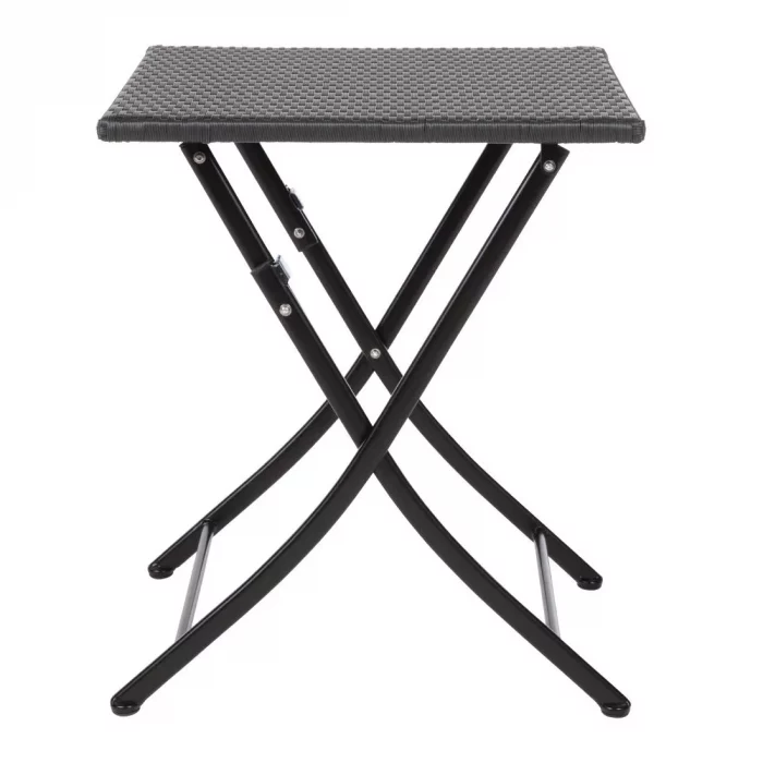 Bolero Square PE Wicker Folding Table Black 600mm - Image 1
