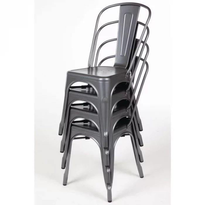 Bolero Bistro Steel Side Chairs Gun Metal Grey (Pack of 4) - Image 8