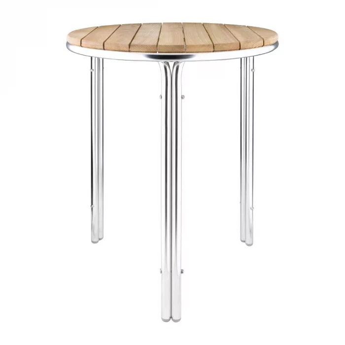 Bolero Round Ash and Aluminium Table 600mm - Image 1