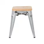 Bolero Bistro Low Stools with Wooden Seat Pad Galvanised Steel (Pack of 4) - Image 3