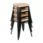 Bolero Bistro Low Stools with Wooden Seat Pad Black (Pack of 4) - Image 4
