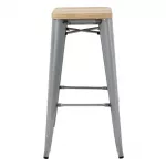 Bolero Bistro High Stools with Wooden Seat Pad Galvanised Steel (Pack of 4) - Image 4