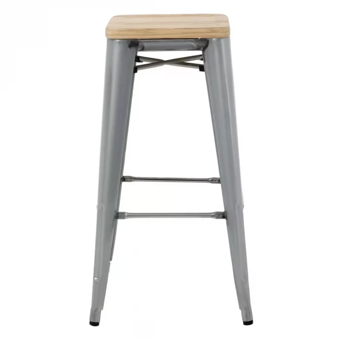 Bolero Bistro High Stools with Wooden Seat Pad Galvanised Steel (Pack of 4) - Image 4