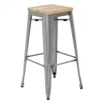 Bolero Bistro High Stools with Wooden Seat Pad Galvanised Steel (Pack of 4) - Image 5