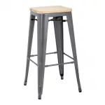 Bolero Bistro High Stools with Wooden Seat Pad Gun Metal (Pack of 4) - Image 3