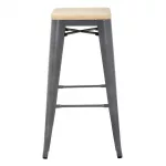 Bolero Bistro High Stools with Wooden Seat Pad Gun Metal (Pack of 4) - Image 4