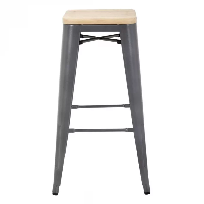 Bolero Bistro High Stools with Wooden Seat Pad Gun Metal (Pack of 4) - Image 4