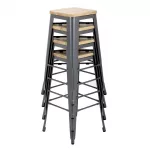 Bolero Bistro High Stools with Wooden Seat Pad Gun Metal (Pack of 4) - Image 8