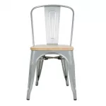 Bolero Bistro Side Chairs with Wooden Seat Pad Galvanised Steel (Pack of 4) - Image 3