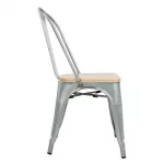 Bolero Bistro Side Chairs with Wooden Seat Pad Galvanised Steel (Pack of 4) - Image 4
