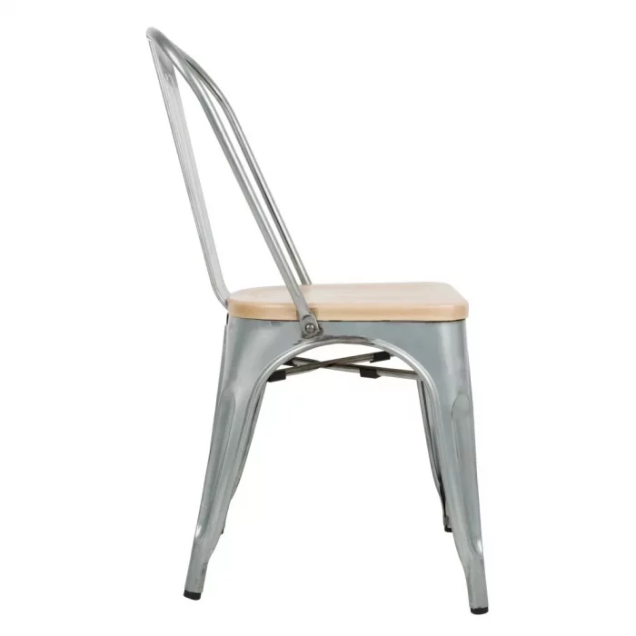 Bolero Bistro Side Chairs with Wooden Seat Pad Galvanised Steel (Pack of 4) - Image 4