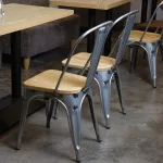 Bolero Bistro Side Chairs with Wooden Seat Pad Galvanised Steel (Pack of 4) - Image 8