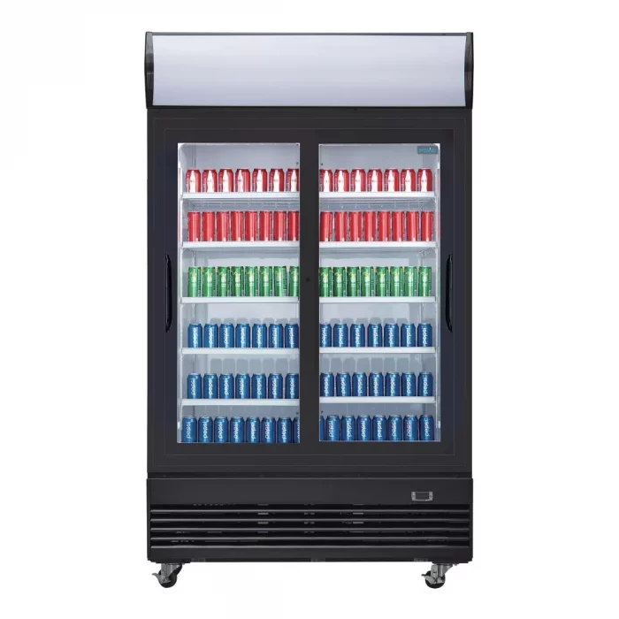 Polar G-Series Upright Sliding Door Display Cooler with Light Box 950Ltr Black - Image 5