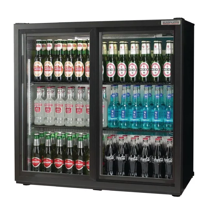 Autonumis Popular Double Sliding Door 3Ft Back Bar Cooler Black A215186 - Image 1