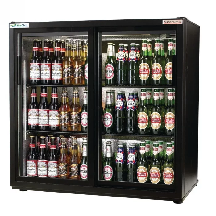 Autonumis EcoChill Double Sliding Door 3Ft Back Bar Cooler Black A215191 - Image 1