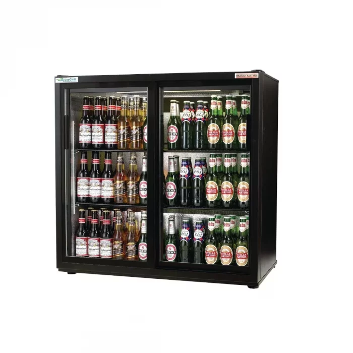 Autonumis EcoChill Double Sliding Door Maxi Back Bar Cooler, Black A210101 - Image 1