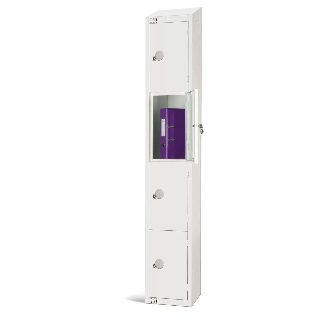 gr312-ps.jpg Elite Four Door Padlock Locker with Sloping Top White - Image 1