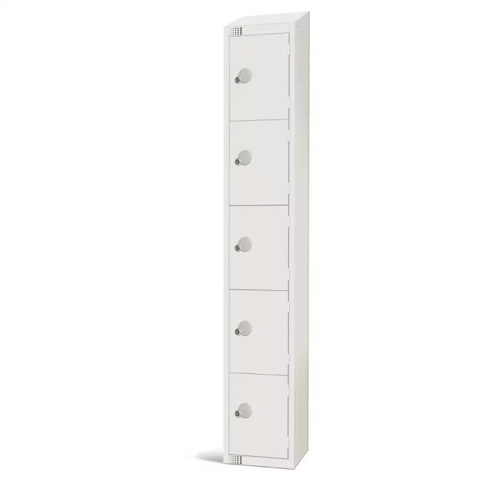 Elite Five Door Manual Combination Locker Locker White with Sloping Top - Image 1