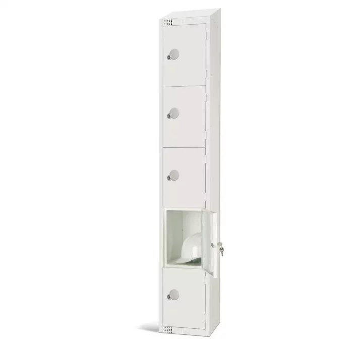 Elite Five Door Padlock Locker with Sloping Top White - Image 1