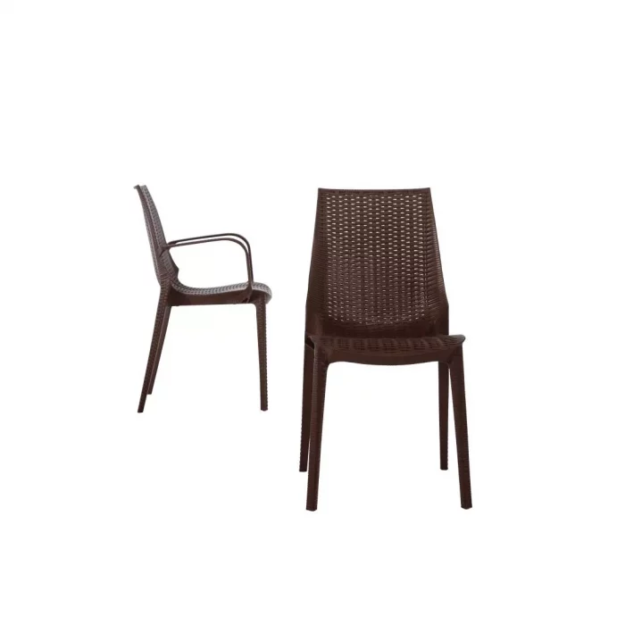 Bolero PP Rattan Bistro Side Chairs Brown (Pack of 4) - Image 3
