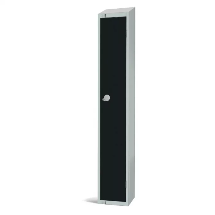 Elite Single Door Padlock Locker with Sloping Top Black - Image 2