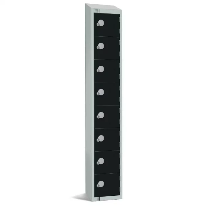 Elite Eight Door Camlock Locker with Sloping Top Black - Image 1