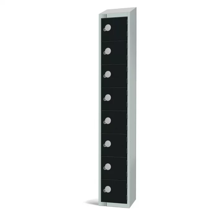 Elite Eight Door Camlock Locker with Sloping Top Black - Image 2