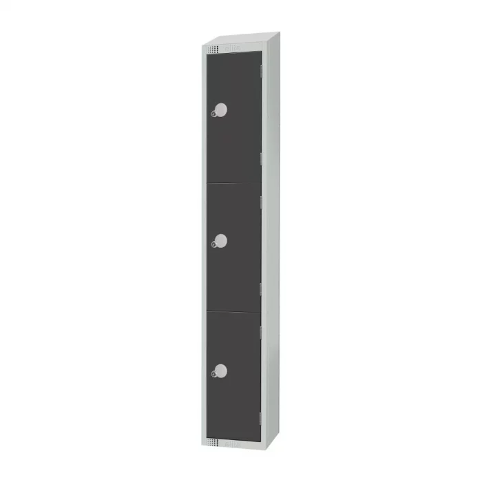 Elite Three Door Coin Return Locker with Sloping Top Graphite Grey - Image 3