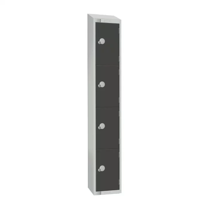 Elite Four Door Camlock Locker with Sloping Top Graphite Grey - Image 1