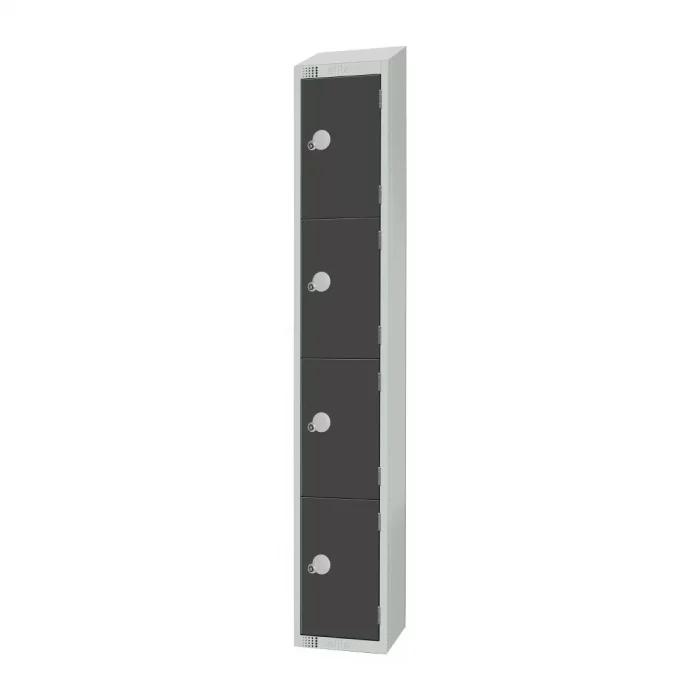 Elite Four Door Camlock Locker with Sloping Top Graphite Grey - Image 2