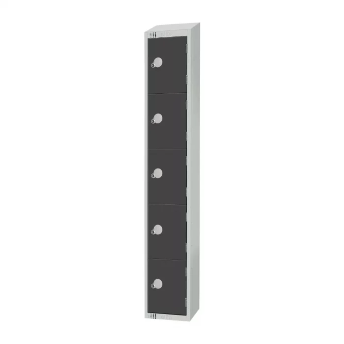 Elite Five Door Padlock Locker Graphite Grey with Sloping Top - Image 2