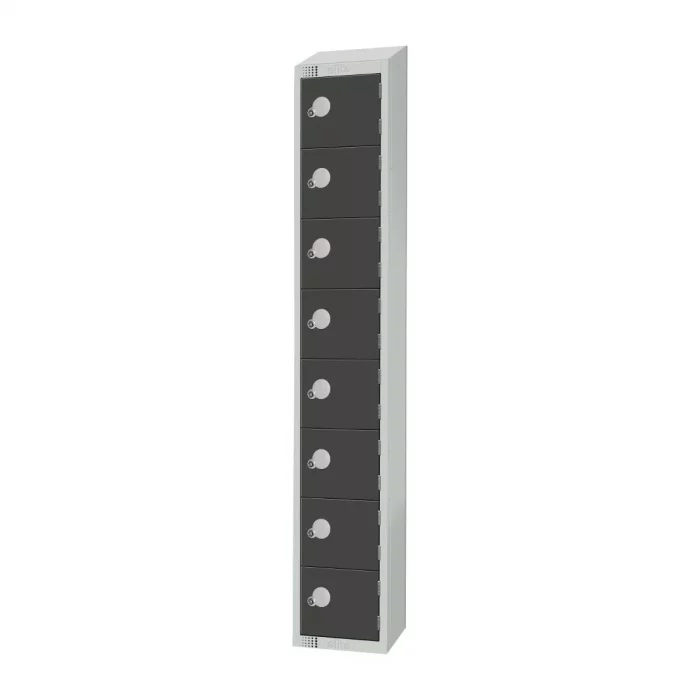 Elite Eight Door Camlock Locker with Sloping Top Graphite Grey - Image 2