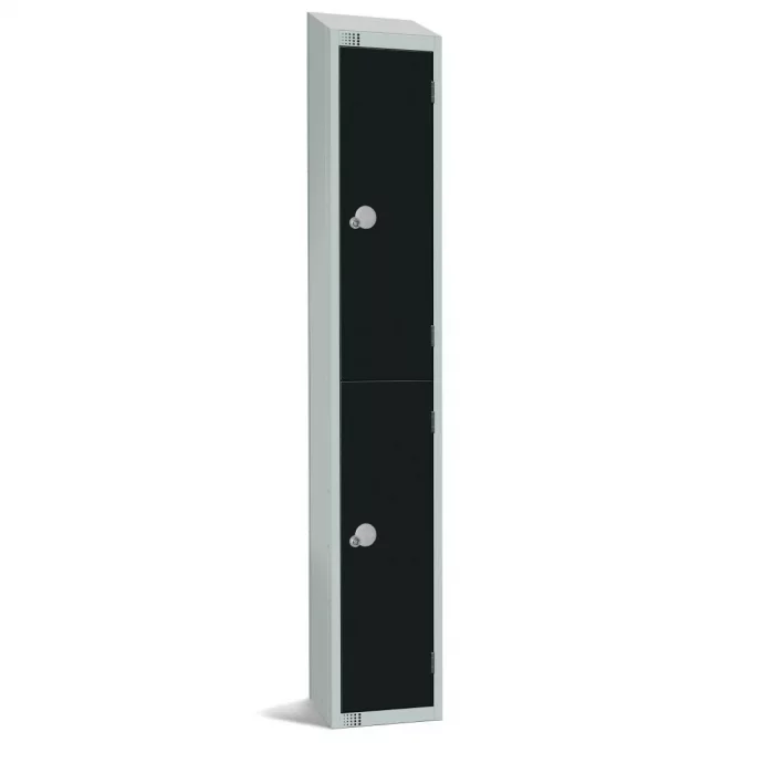 Elite Double Door Electronic Combination Locker with Sloping Top Black - Image 1
