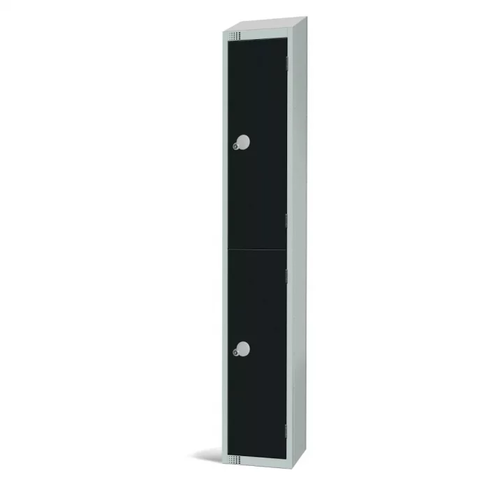 Elite Double Door Padlock Locker with Sloping Top Black - Image 2