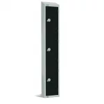Elite Three Door Padlock Locker Black with Sloping Top