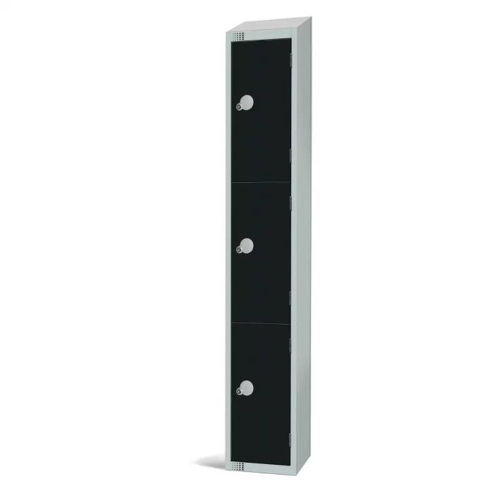 Elite Three Door Padlock Locker Black with Sloping Top - Image 2