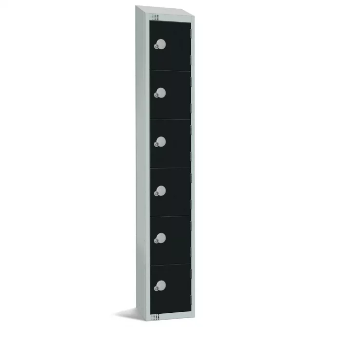 Elite Six Door Electronic Combination Locker with Sloping Top Black - Image 1