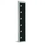 Elite Six Door Padlock Locker with Sloping Top Black.