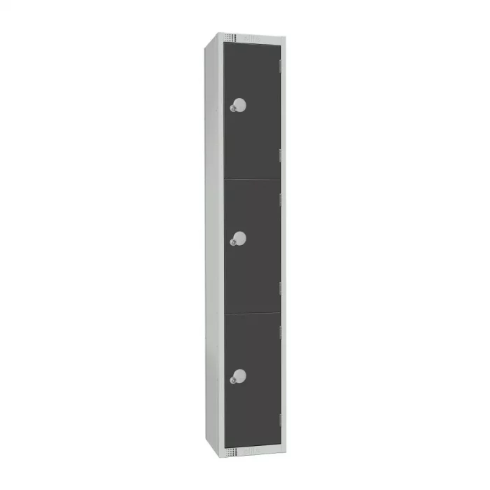 Elite Three Door Padlock Locker Graphite Grey - Image 1