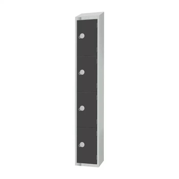 Elite Four Door Padlock Locker with Sloping Top Graphite Grey - Image 2