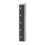 Elite Five Door Camlock Locker with Sloping Top Graphite Grey - Image 2