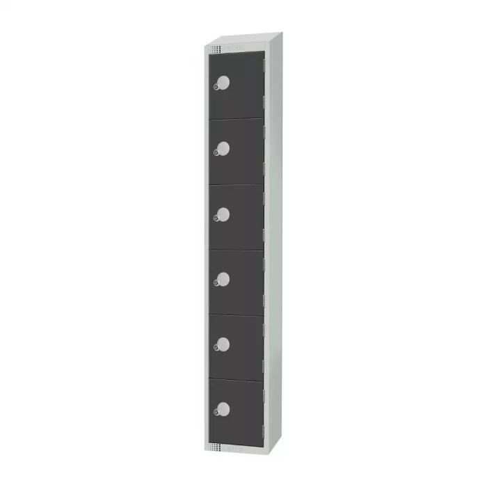 Elite Six Door Coin Return Locker with Sloping Top Graphite Grey - Image 3