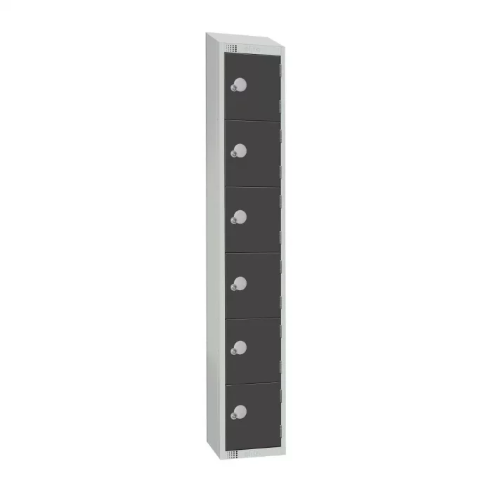 Elite Six Door Padlock Locker with Sloping Top Graphite Grey - Image 1