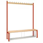 Single-Sided Island Seating with Mesh Tray Red 1500mm