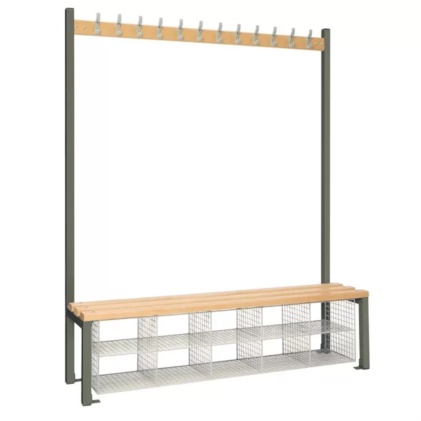 hr593_npi23.jpg Single-Sided Island Seating with Mesh Basket Dark Grey 1500mm - Image 1