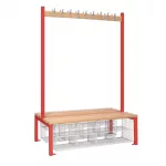 Double-Sided Island Seating with Mesh Basket Red 1500mm