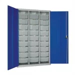 27 Tray High-Capacity Storage Cupboard - Blue with Red Trays