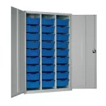 27 Tray High-Capacity Storage Cupboard - Grey with Red Trays