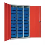 27 Tray High-Capacity Storage Cupboard - Red with Transparent Trays